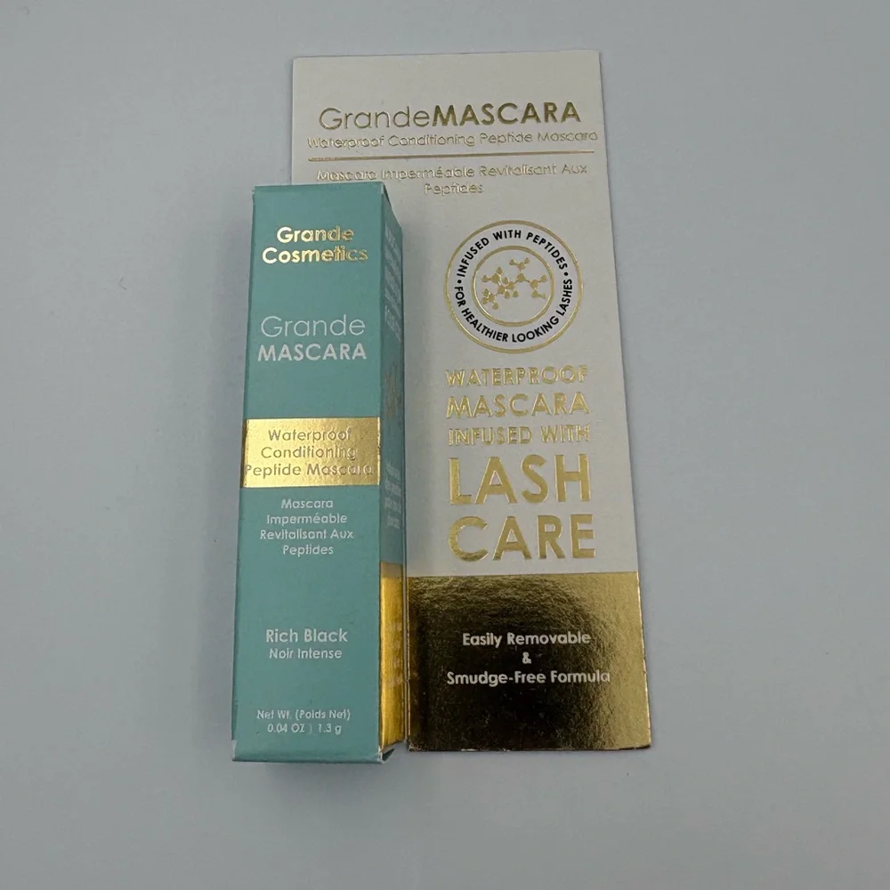 Grande Cosmetics waterproof peptide mascara Rich black